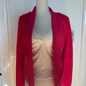 Aryn K Vibrant Hot Pink Blazer with Studded Shoulders